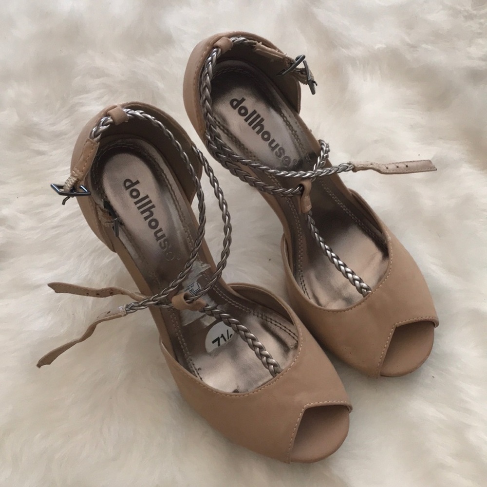 👠 Dollhouse Peep Toe Maryjane Blush Pink Heels 👠